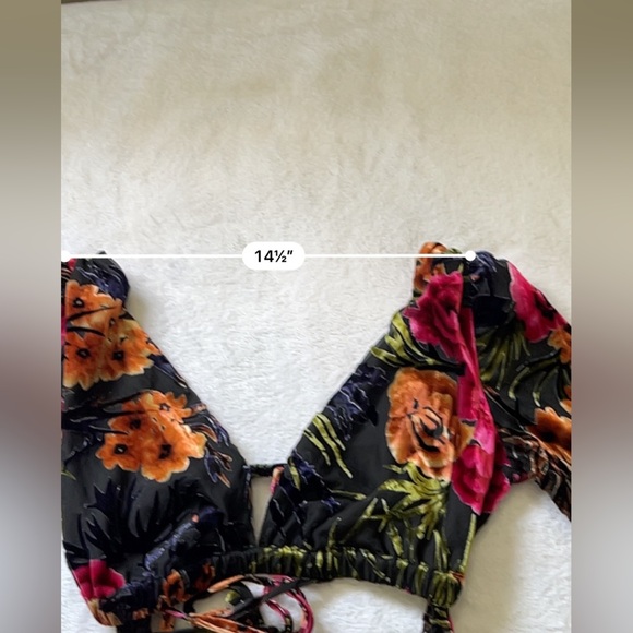 WeWoreWhat Velvet Flocked Cut Out Mini Dress Black Multi Size M - Picture 6 of 15